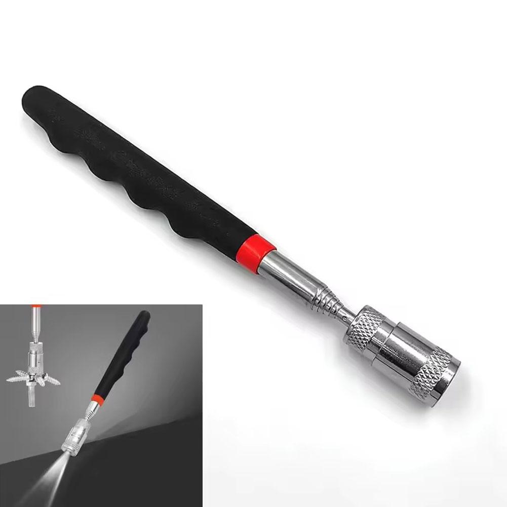 Fishing Rod Travel - ปากกาแม่เหล็กแบบยืดหดได้พร้อมไฟ LED แท่งแม่เหล็กแบบพกพาขนาดเล็กสำหรับเก็บสกรู น็อต โบลต์ และชิ้นส่วนโลหะ